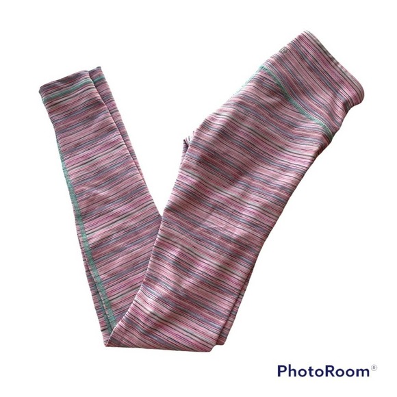 Lululemon Leggings Wunder Under Luxtreme  Cyber Stripe Pink Menthol Size 4 rare - Picture 12 of 13